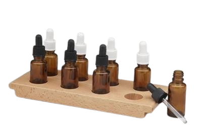 TASTING BOTTLES  WITH WOODEN STAND